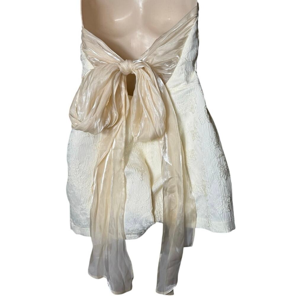 NWT Lulus XL Charming Ideal Ivory Floral Jaquard Organza Bow Back Romper Bridal - Picture 7 of 11